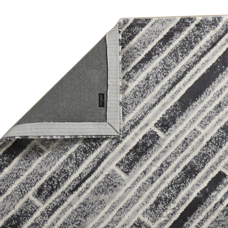 Latitude Run® Geometric Shag Gray & White Area Rug Wayfair Canada